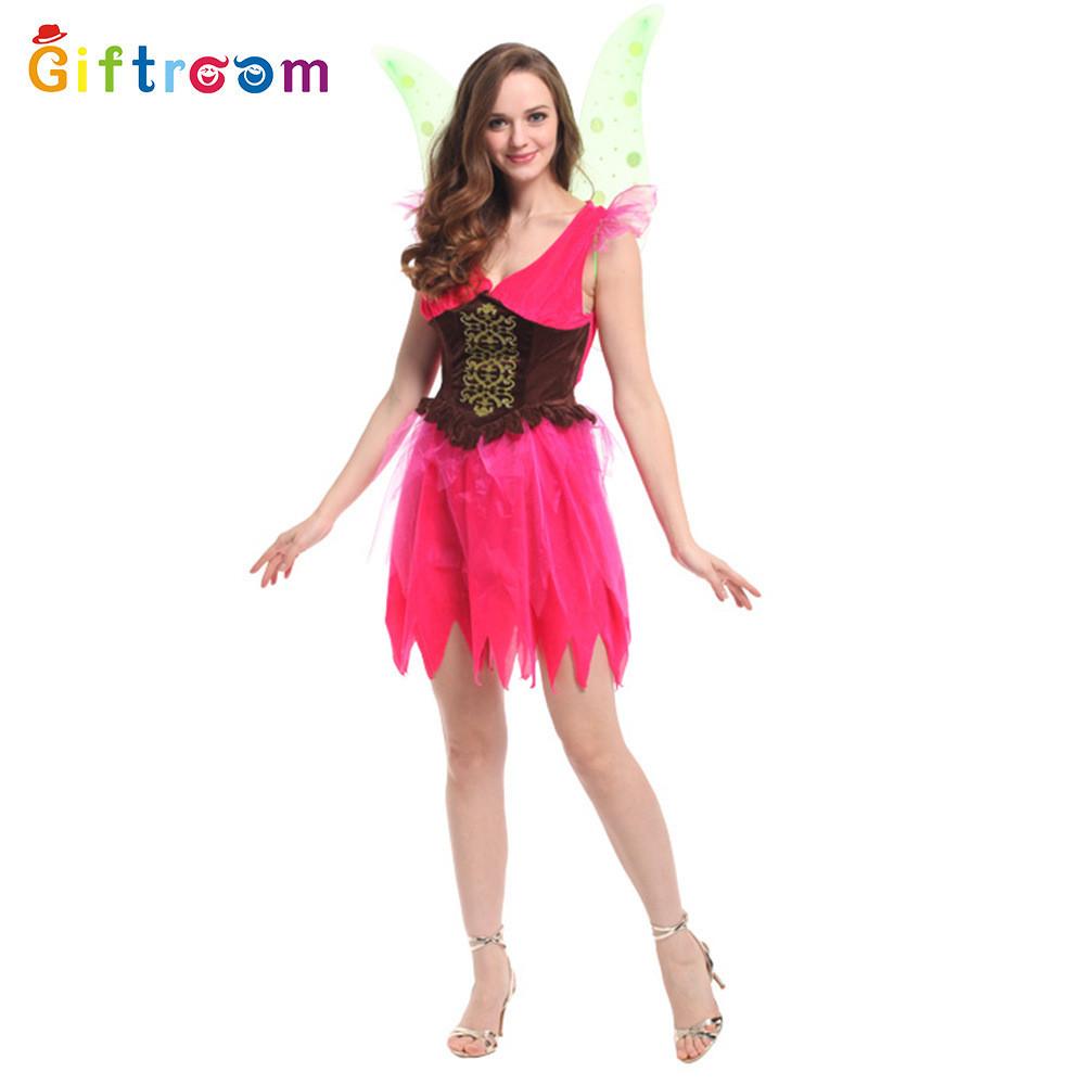 

Gorgeous Rose Pink Fantasy Fairy Costume Dress For Women With Blend Polyester