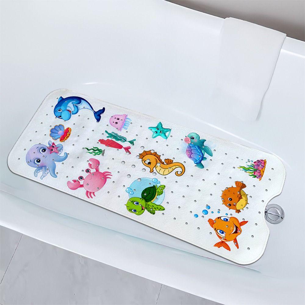 Cartoon Pattern Bathtub Mats 100cm*40cm Sea Animal Non-Slip Bath Mat Anti Slip Suction Cup Foot Massage Bathroom Floor Carpet