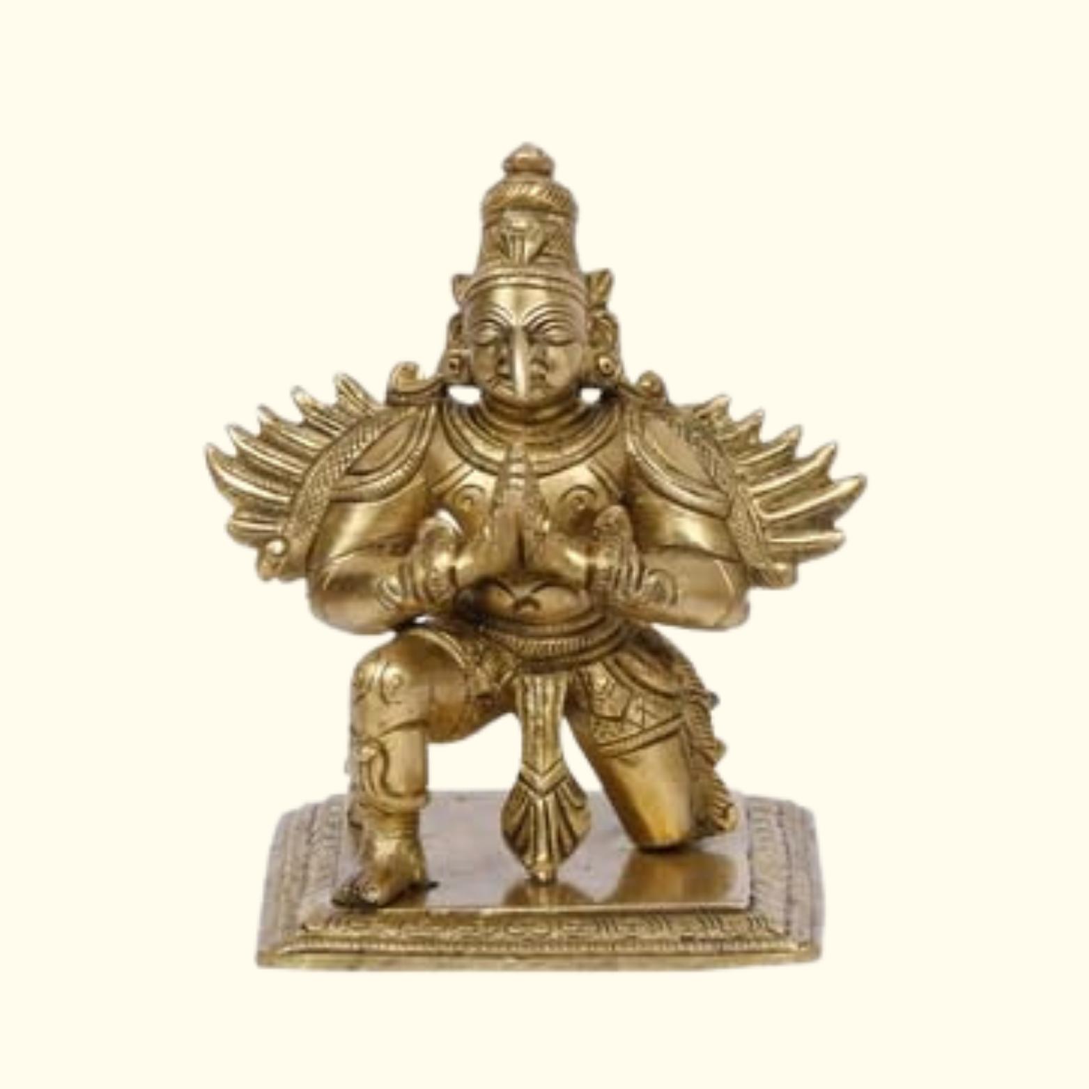 Lord Garuda Idol, Religious Statue, Enhancers Spiritual Growth, Brass - 12 Cm