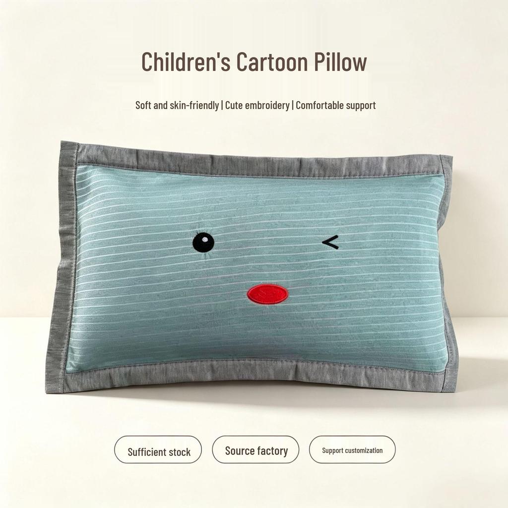 Cartoon Ice Silk Cooling Pillowcase for Kids, 30x50cm - Summer-Friendly & Ideal for Kindergarten