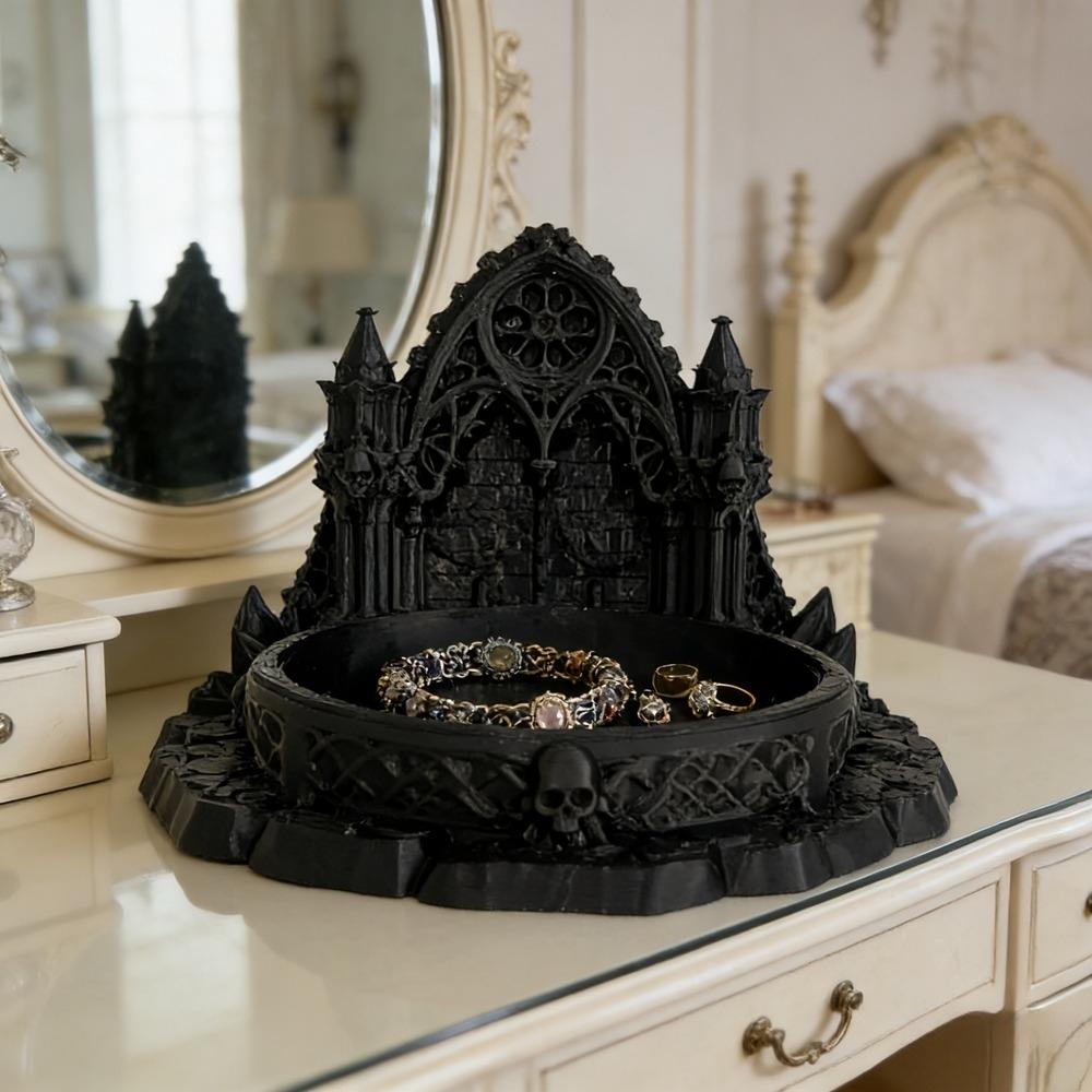 3d Printed Gothic Style Jewelry Storage Tray Suitable For Desktop Decor And Storage Of Retro Personalized Style Dressing Tables
