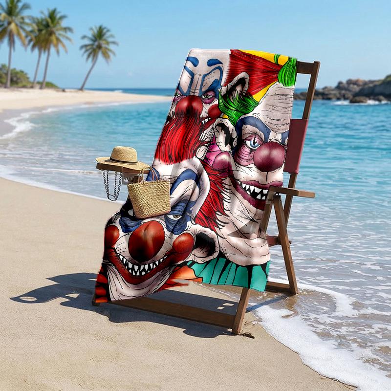 Horror Clown Circus Fashion Beach Towel: Ideal for Summer Adventures Soft, absorbent and quick drying suitable for swimming and bathing