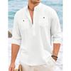 Macsivo Cotton Blend Solid Casual Short Kurta For Men Long Sleeve Mandarin Collar Stylish Shirt Kurta For Men Sky