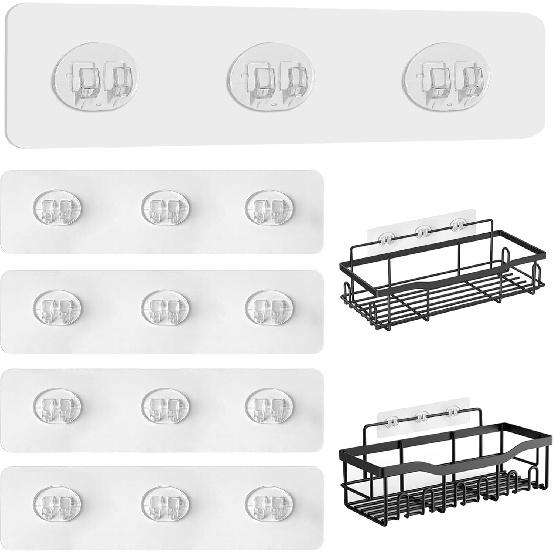 Upgraded Shower Caddy Adhesive Replacement,Strong Adhesive Hooks for Shower Caddy, Waterproof Shower Shelf Adhesive, Shower Adhesive Strips for