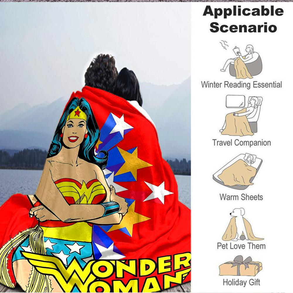 1 stuks Wonder Woman, Superheld Flanellen Plaid Deken Zacht, Warm & Gezellig voor Bank, Bed, Kantoor en Reizen Veelzijdig Alle Seizoenen Cadeau, Kerstcadeau