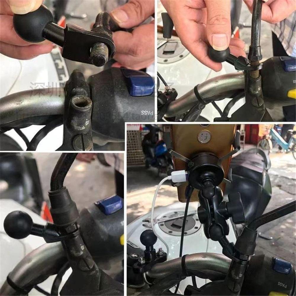 Aluminum Alloy 1" Ball Mount Base - RAM Mount Compatible, 10mm Hole Angled Bolt Head Adapter For Motorcycle Mirror Frame Mounting