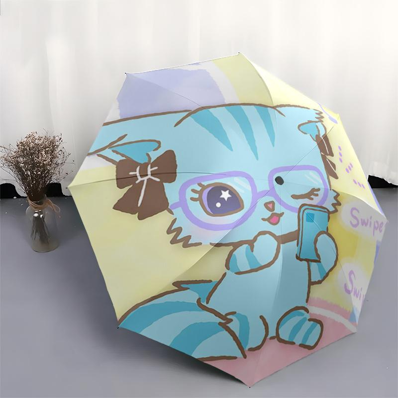 1pc Swipe Up! Auto-Folding Umbrella with Cute Cat Design - Perfect for Fans, Travelers, and Everyday Use!Q024