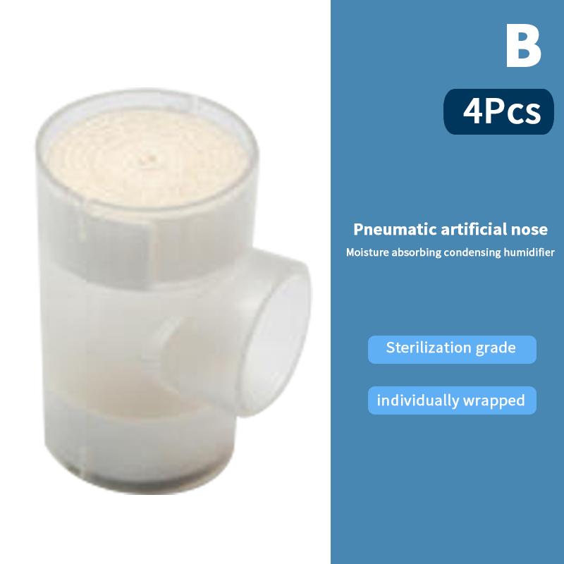 1/2/3/4 Τεμάχια Μίας Χρήσης Ιατρική Τεχνητή Μύτη με Θύρα Οξυγόνου, Υγραντήρα και Ανταλλαγή Θερμότητας-Υγρασίας για Τραχειοστομία