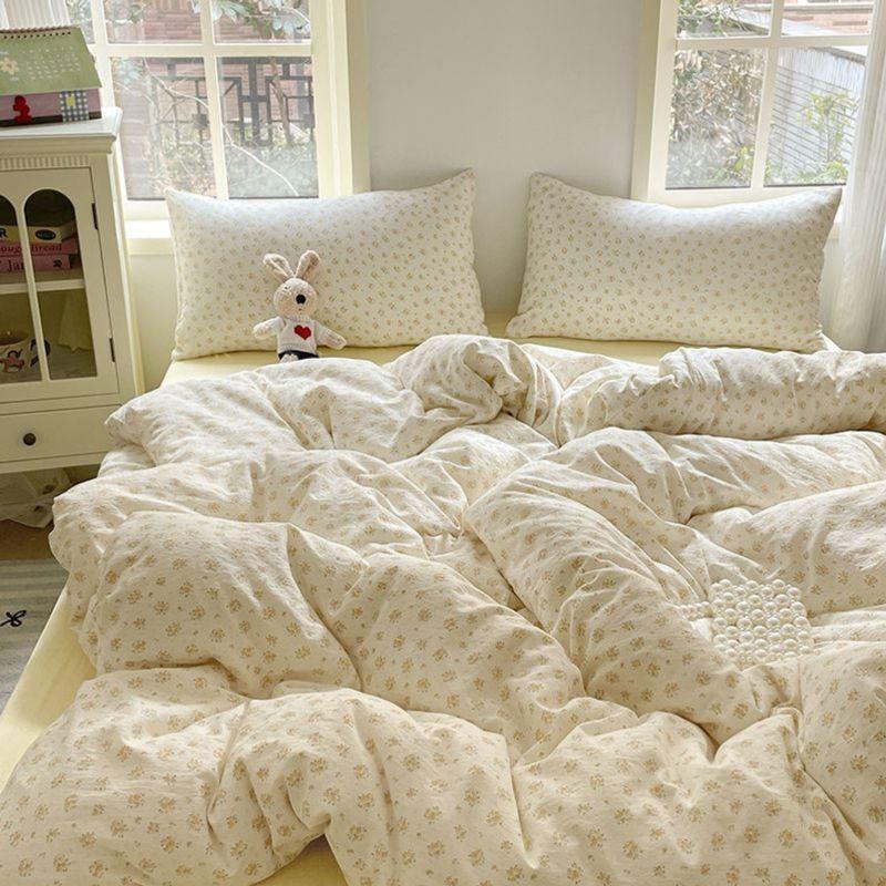 

Стиль Пасторальный Постельное белье с кроликами Пододеяльник Набор из четырех предметов Мягкое Клейкое Облачное Ощущение Двухслойная Пряжа Стиранный Хлопок Пододеяльник Набор из трех предметов 150cm * 200cm [single quilt cover]] Orange sea-xs