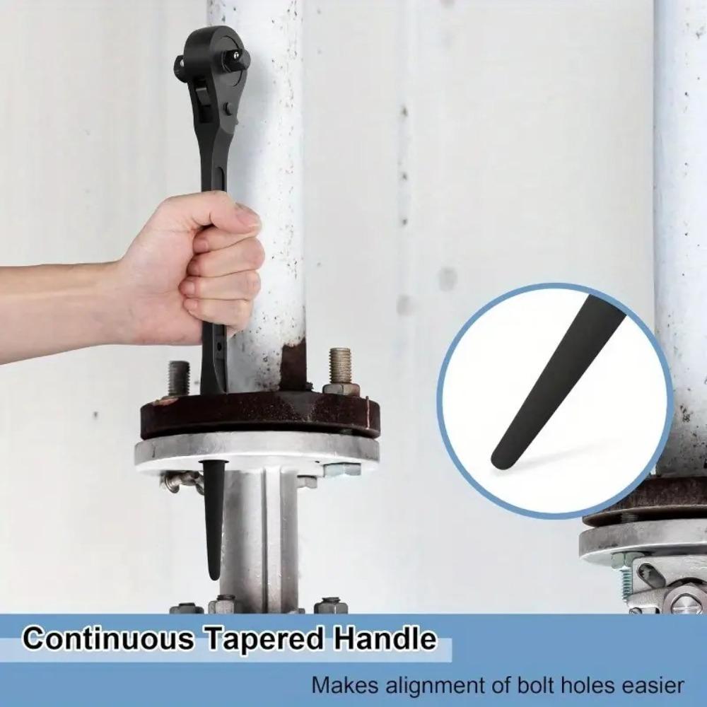 Square Head Double Ended Ratchet Wrench Heavy Duty Round Head Quick Release for Auto Pipe DIY Spanner Lever Hand Tool