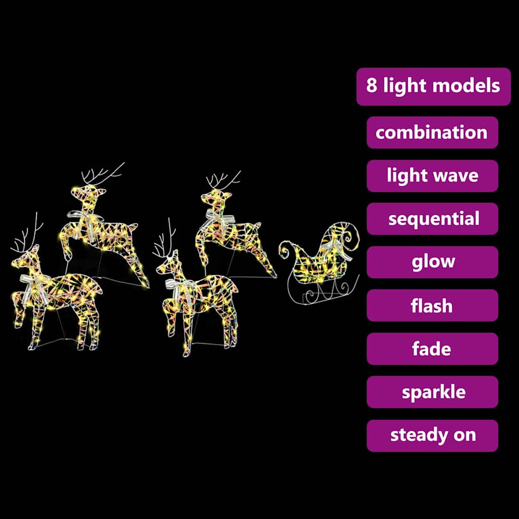 LED Reindeer 5 Pcs. 40 LEDs Multicolor 42 X 15 X 64 Cm PET