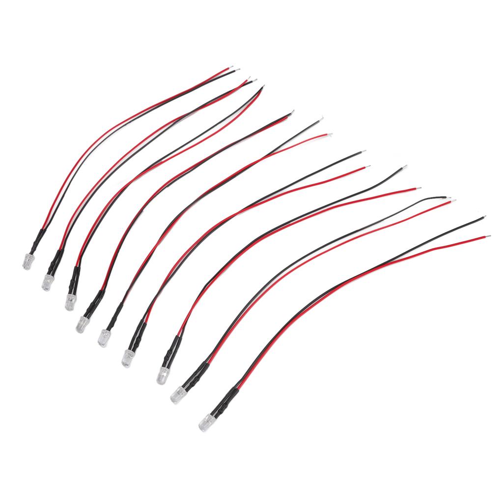 10pcs Lights Emitting Diodes 5mm Prewired Electronic LED Light Diodes for Decoration 5‑12V