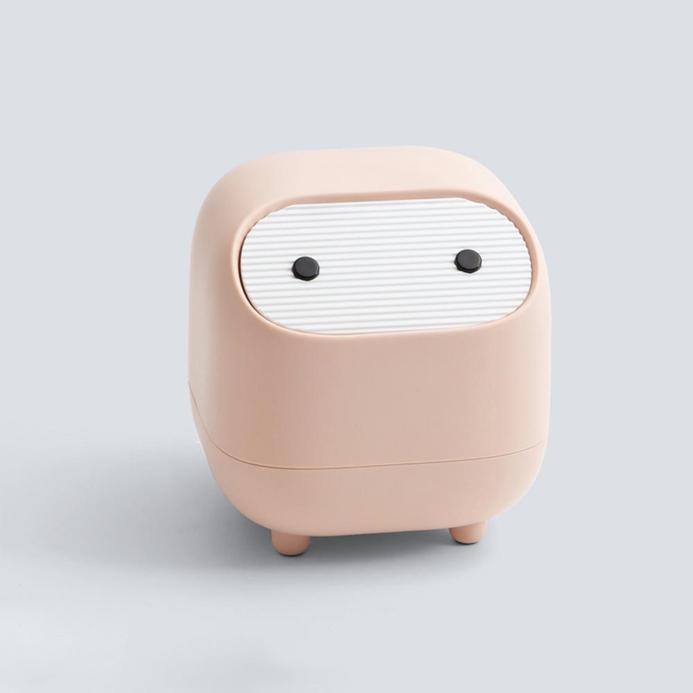 

Бытовой квадратный настольный контейнер для хранения, Настольная мусорная корзина Ниндзя, Мини двухслойная мусорная корзина нажимного типа с крышкой розовый