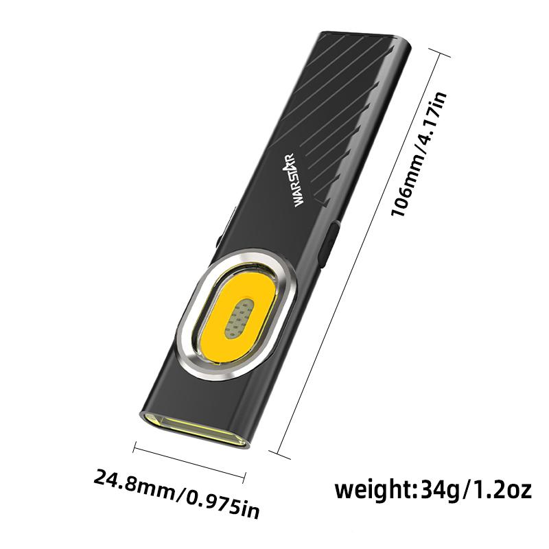 Dual Light Source Magnetic W T7 Ultra-Thin Flashlight | 600 Lumens Strong Light Portable Work Light | Back Clip with Magnetic Bottom