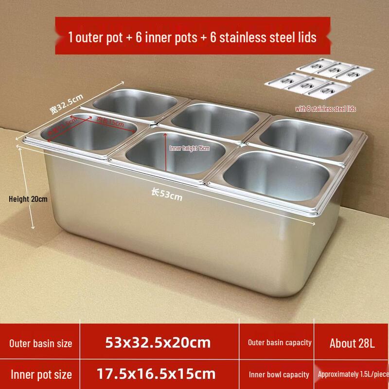 Zhebu Stainless Steel 6-Compartment Canteen Tray
