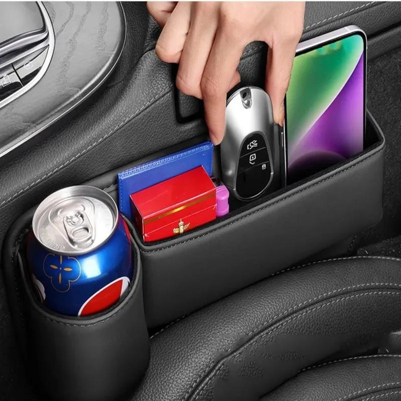 Car Seat Gap Filler Automotive Seat Leather Storage Box Water Cup Holder Gap Side Organizer Front Seat Gap Filler Storage Box
