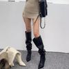 Skinny Versatile Folded Tall Boots Women's Autumn and Winter Thin Heel Skinny Pile Boots High Heel But Knee Boots