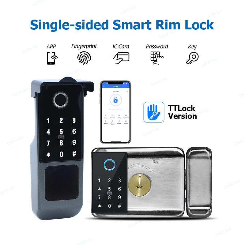 TTLock WIFI Version Double Side Fingerprint Waterproof Outdoor Gate Passcode Rfid Card Keyless Smart Door Lock