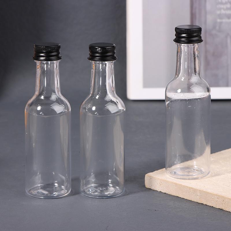 6 stk 50 ml Mini Klare PET Påfyllbare Vinflasker Små Flasker For Fest Bryllup Likørflasker Med Lekkasjesikkert Skrulokk