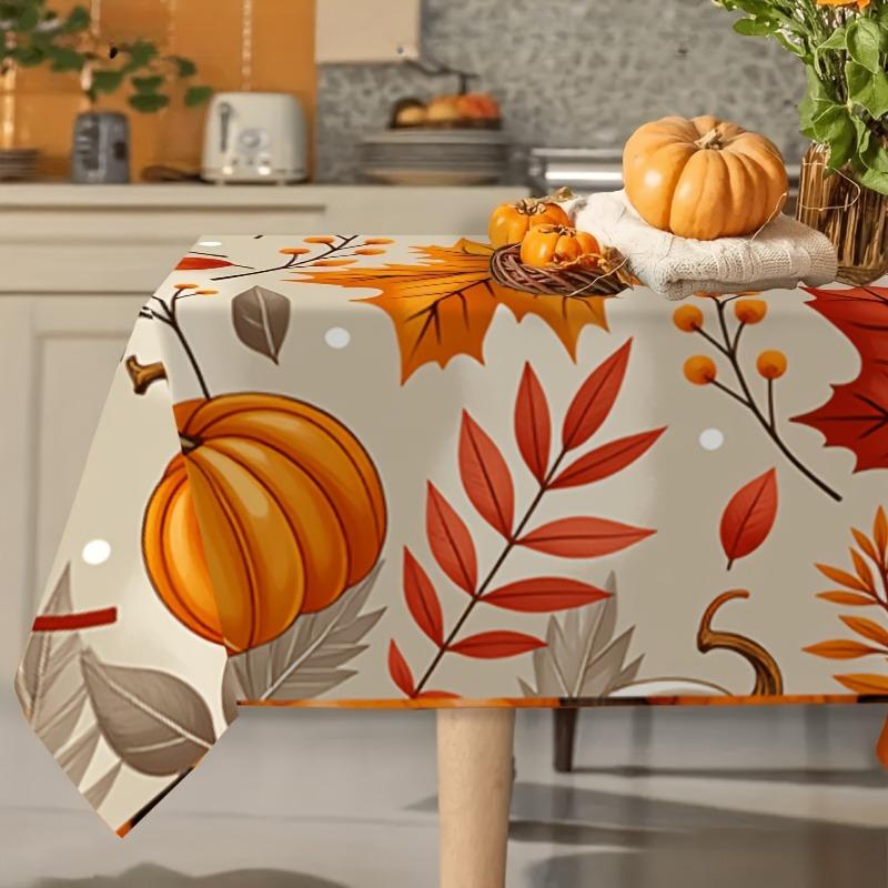 Autumn Harvest Rectangle Tablecloth for Table Decor Kitchen Dining Waterproof Reusable Table Cloth for Tables Indoor Outdoor