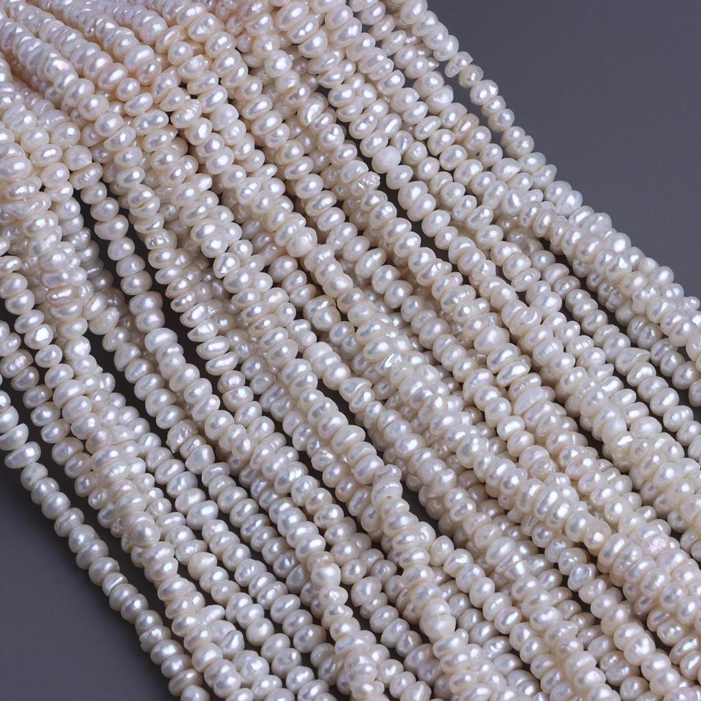 5-6mm Flat Spacer Beads: Natural Freshwater Nucleus-Free Pearls for DIY Jewelry