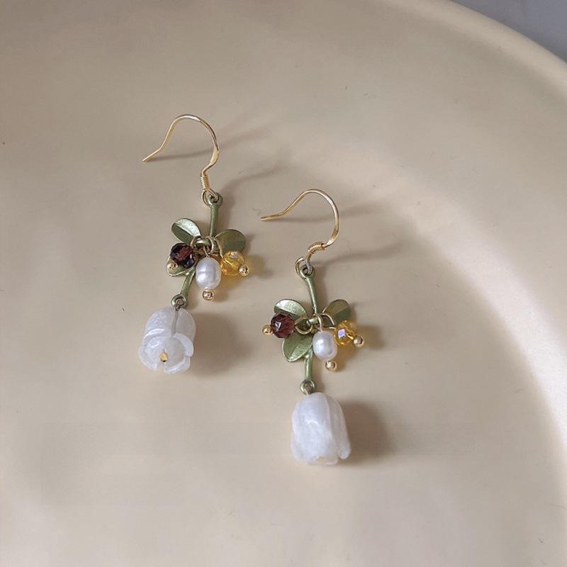 Handmade 925 Silver Lily of the Valley Earrings - French Retro Design