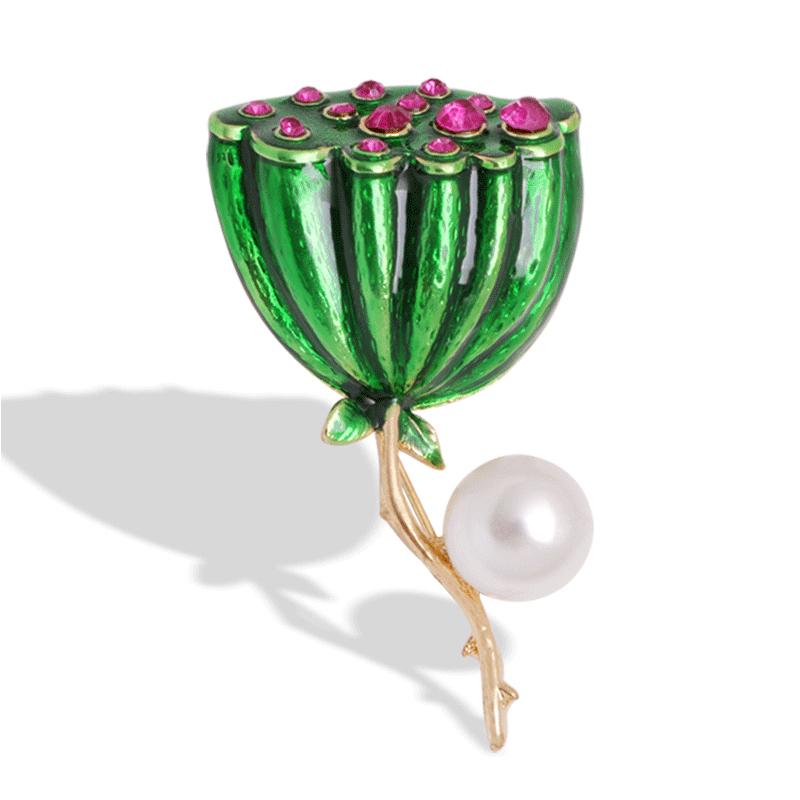 Pearl Fruit Brooch Grape Cherry Pin Drip Oil Corsage Pineapple Pomegranate Lotus Flower Mushroom Brooches