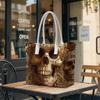 Vintage Skull Print Tote Bag Large Capacity Shoulder Bag for Daily Use