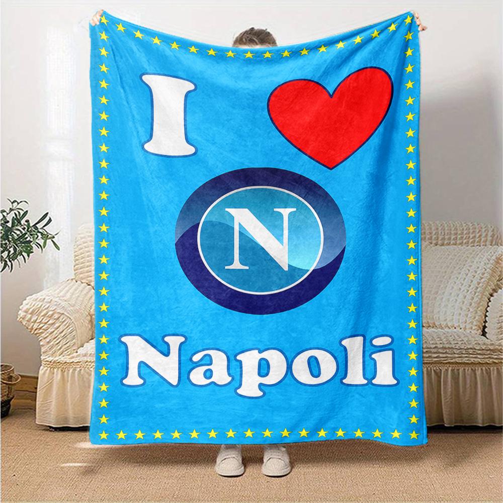 1pc Blanket - NAPOLI LOGO Print Design,Lightweight Blanket for Sofa,Bed- Soft &Warm,Gift for All Seasons
