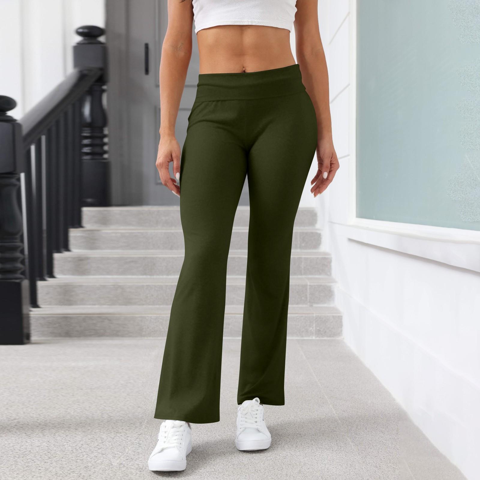 Women s Fashion Color Slim Fit Slim Reverse Waist Low Waist Elastic Waist Flare Pants L