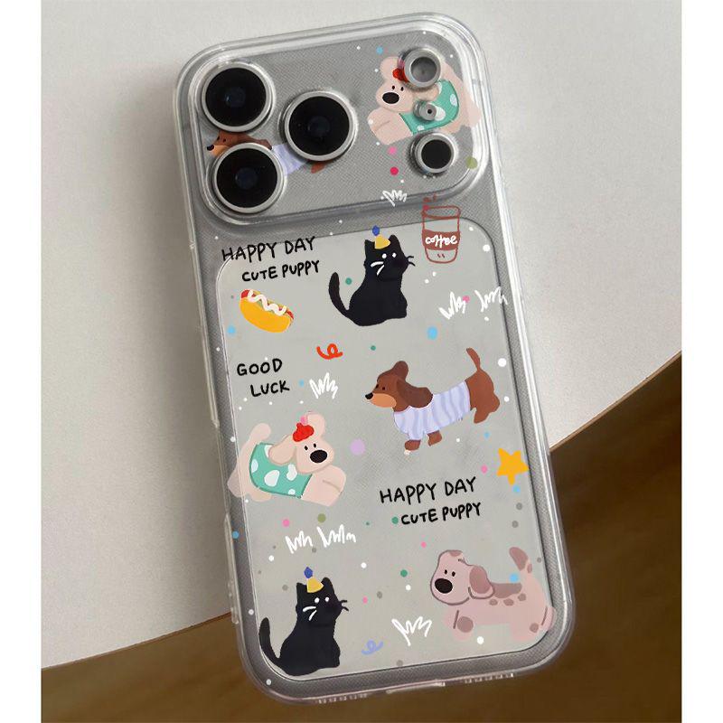 

Space Shell Puppy Party Drop-Proof Transparent Coffee Case for Apple iPhone 13/14/15/16/17 Pro Max iPhone 16 Plus