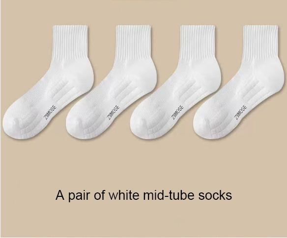 1pairs Socks Men's Cotton Deodorant Winter Towel Bottom with Velvet Mid-tube White Stockings Thickened Sports Basketball Socks