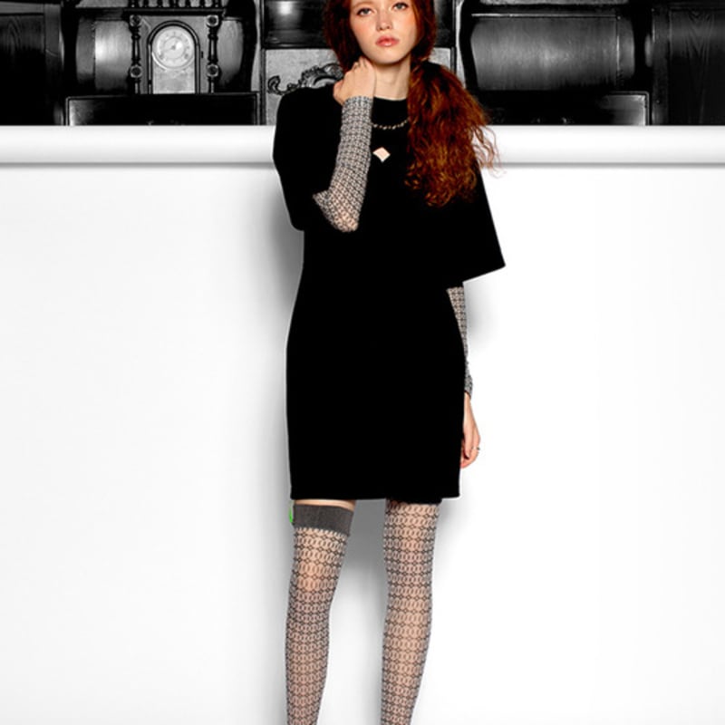 Romantic tiger Black pearl knee high stockings