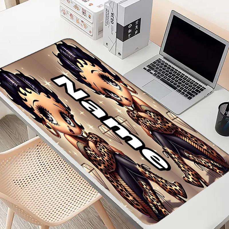 Custom Name Personalized Betty Boop Pattern Mousepad, Laptop PC Desk Mat, Decorative Desk Mat for Home Keyboard Pad Gift