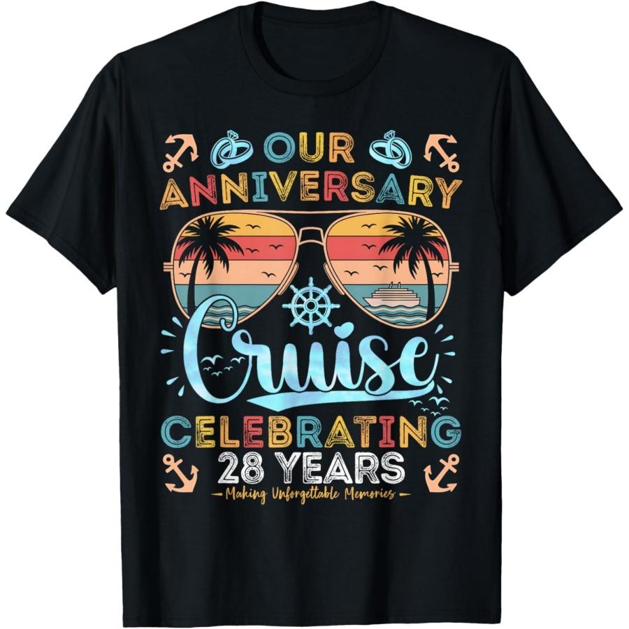28th Anniversary Cruise Celebrating 28 Years Couples Trip T-Shirt(1) S