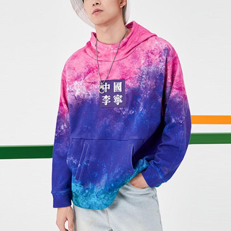Li Ning Loose Fit Pullover Casual Hoodie Men hoodies Raspberry-Red AWDQ857-1