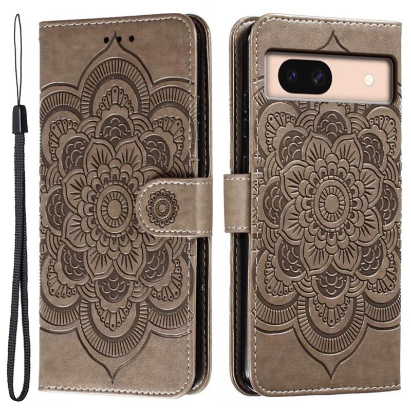 For Google Pixel 8a Case PU Leather Mandala Imprinted Design Wallet Phone Cover