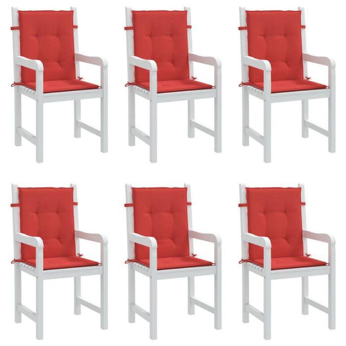 Coussins de chaise de jardin à dossier bas - vidaXL - Rouge - Lot de 6