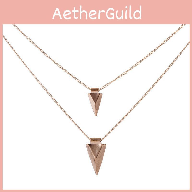 Trendy Gold Alloy Geometric Arrow Necklace Ideal For Unique Gift Occasions