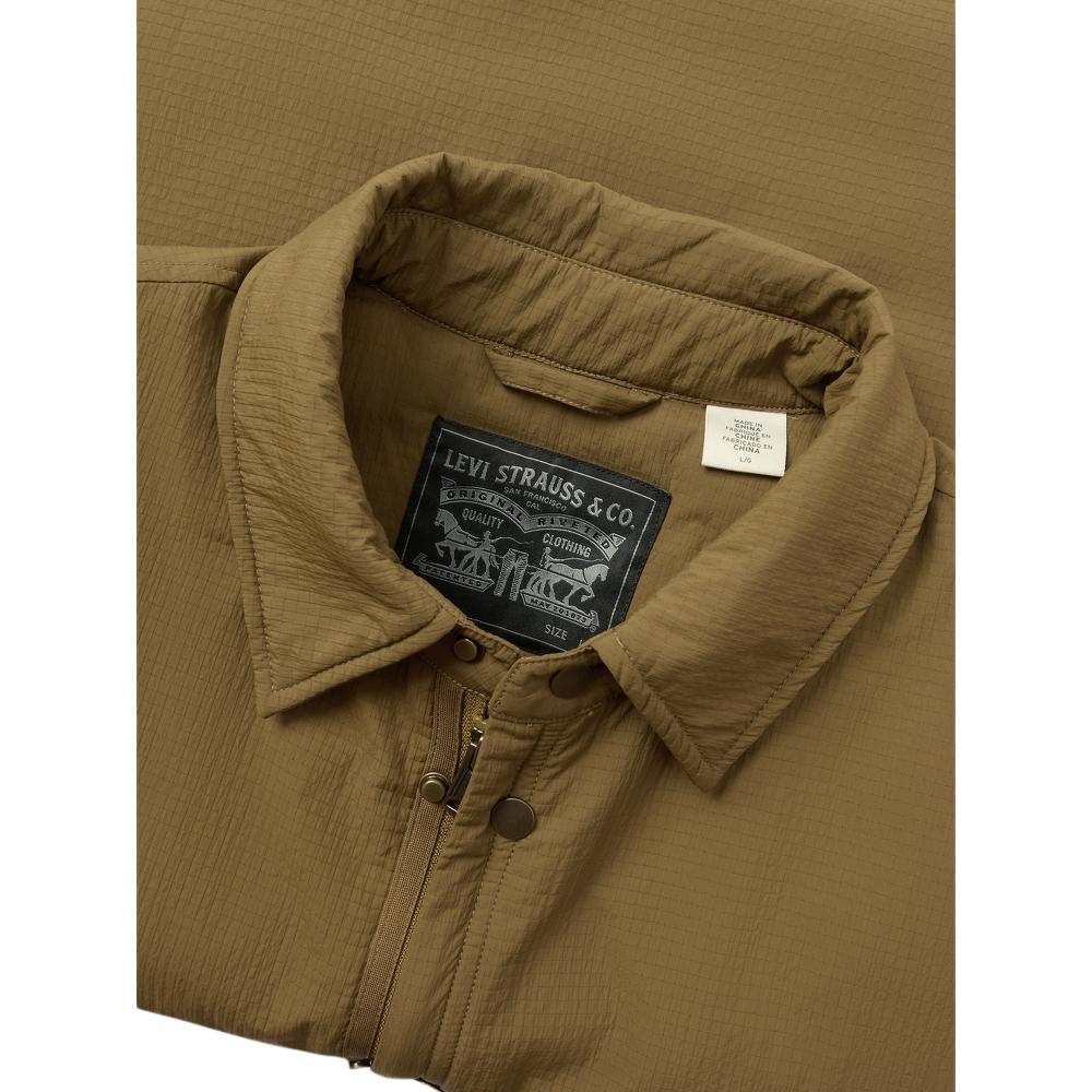 Levis Loose Comfortable Solid Color Zip Collar Long Sleeve Down Jacket Men outerwear Brown 002NA-0000
