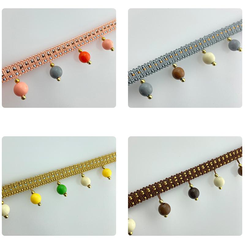 12M Curtain Beaded Tassel Lace Trim Cheap DIY Curtain Sewing Tassel Pompom Ball Edge Fringe Upholstery Decor Accessories