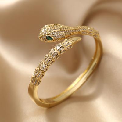 Bracelet Serpent Esprit Sépentine Zircon avec Ouverture Tendance et Inaltérable, Bracelet Sensation Haut de Gamme
