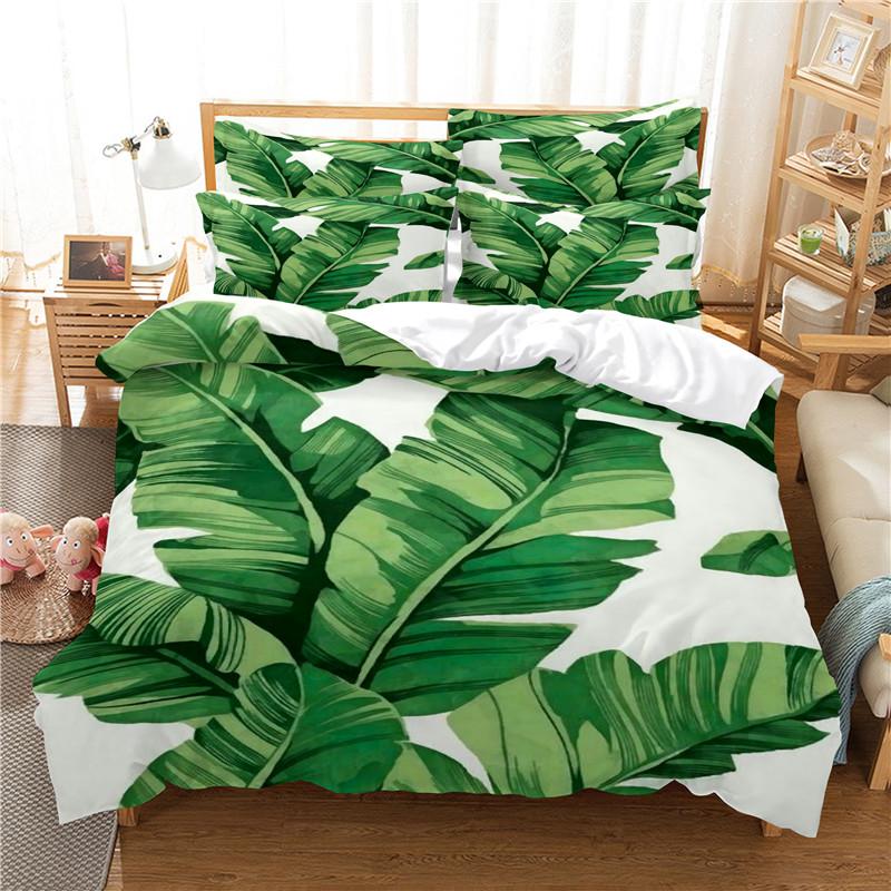 

Bedding Set Bohemia Winter Duvet Cover Sets Kids,Twin Full Queen King Bedroom Set Rainforest Banana Leaf Bed Linens Hot EU single(135x200cm)