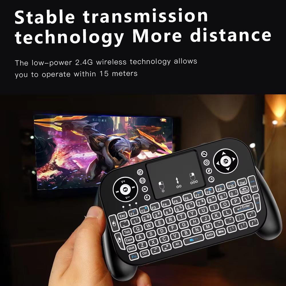 RGB Mini Keyboard Bluetooth 5.0 Keyboard 2.4G Wireless Keyboard Dual-mode Rechargeable Keyboard with Touchpad for Android TV Box