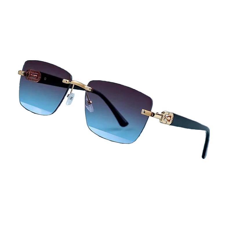 Trendy Bezrámečkové Obdélníkové Sluneční Brýle Dámské Pánské Broušené Hrany Malý Rám Sluneční Brýle pro Každodenní Život