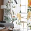 Bird Flowers Leaves Branches Nostalgic Bedroom Transparent Sheer Curtains Holiday Decoration Window Voile Tulle Curtain
