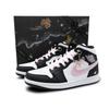 Air Jordan 1 Leather Cushioning, Wear Resistant High Top Vintage Basketball Shoes Women's Black Pink White DQ8423-103(Team-)