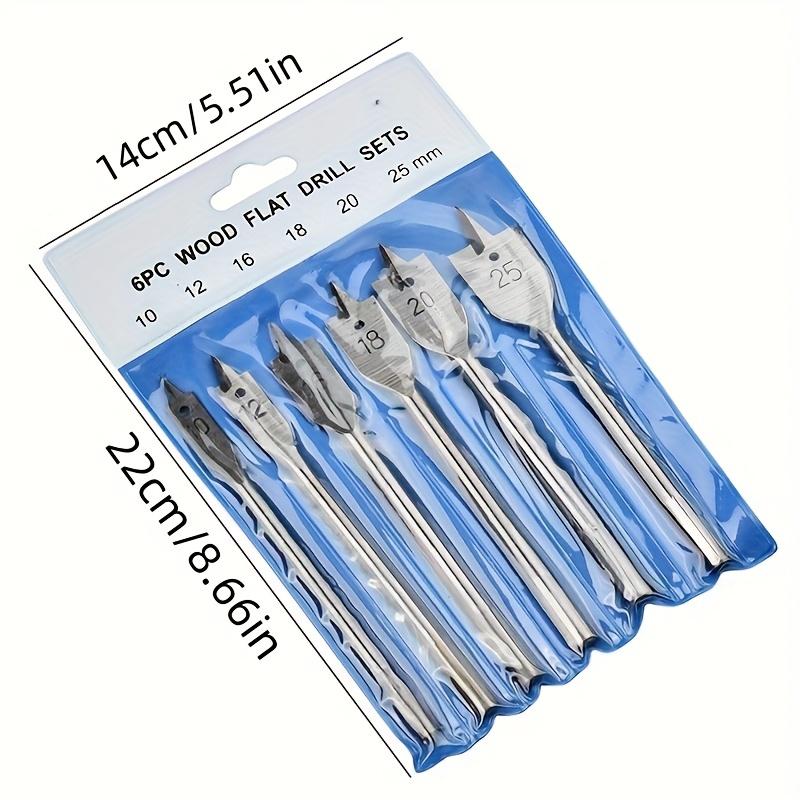 6-pcs Handle Woodworking Drill Bit, Three Pointed Woodworking Flat Drill, Wooden Board Hole Opener 10-25mm Set