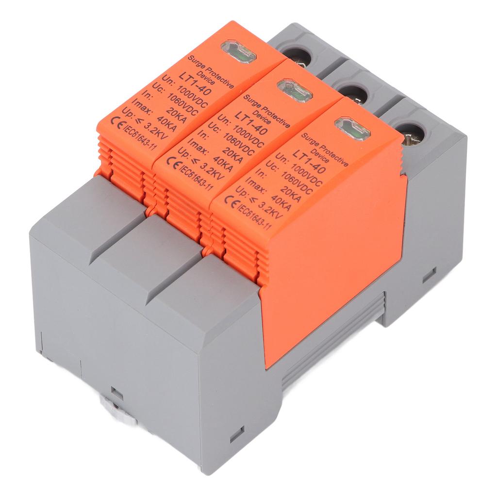 3P Surge Protector 35MM DIN Rail Mount Photovoltaic Surge Protective Device Low Voltage Arrester for