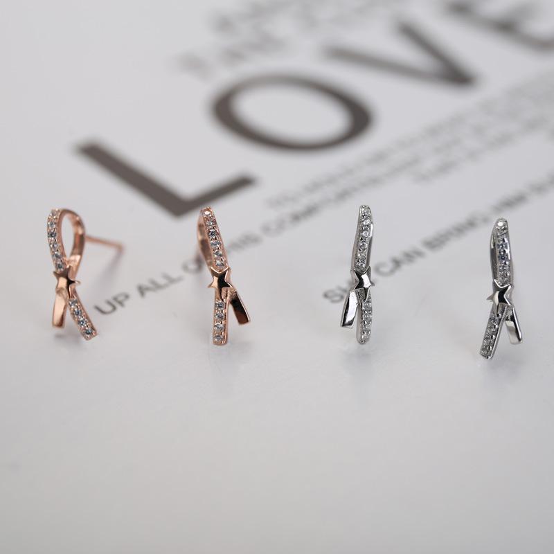 Simple  Fashionable and Luxurious Bow Earrings for Women  Japanese and Korean Style Five-pointed Star Earrings
